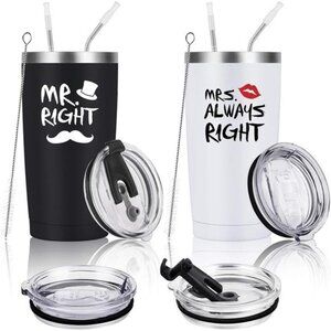 Mr. Right Mrs. Always Right Travel Tumbler Set, Wedding Engagement Gifts